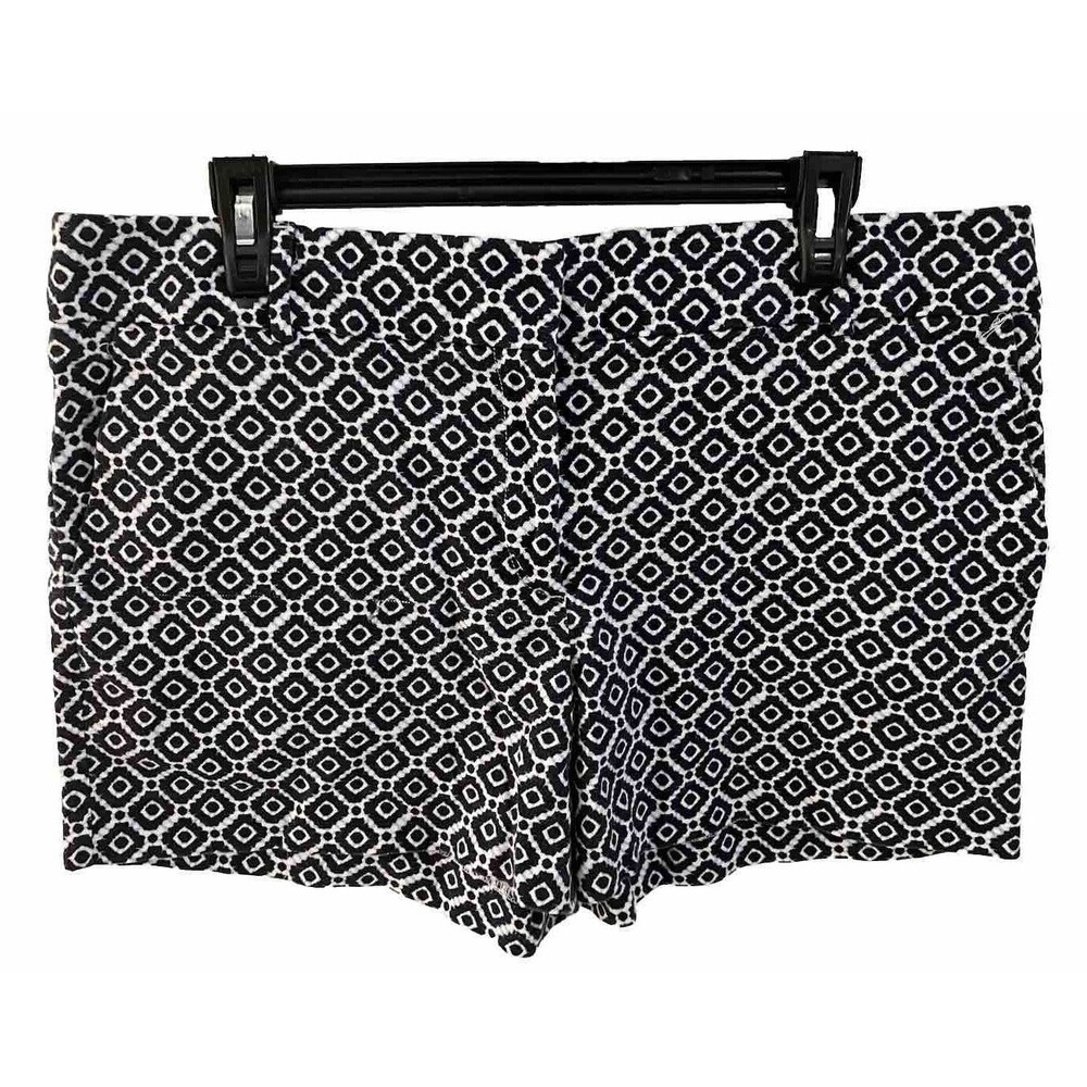 Loft Short Shorts Size 12 Navy Blue Argyle Diamond Zip
